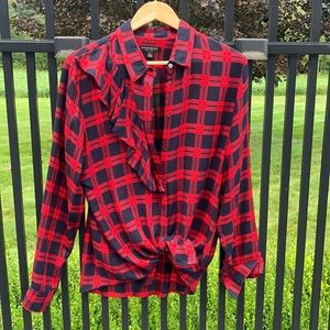 Banana Republic Ruffle Detail Flannel Shirt